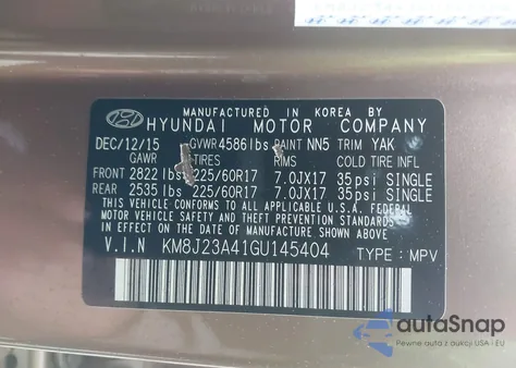 2016 Hyundai Tucson Se из США, поврежденный, VIN KM8J23A41GU145404
